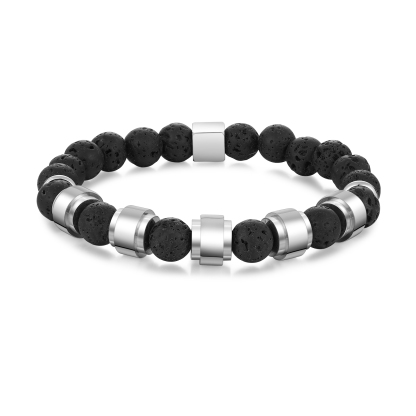 Personalised Lava Rock Bracelet with 5 Names Men's Bracelet Gifts For Him-Jessemade AU