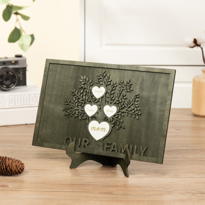 Family Tree Wood Frame Personalised Family Tree Sign Custom 4 Names Plaque-Jessemade AU