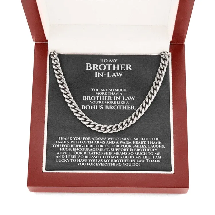 To My Brother-In-Law Necklace Cuban Link Chain Necklace Gift Set - You're More Like A Bonus Brother-Jessemade AU