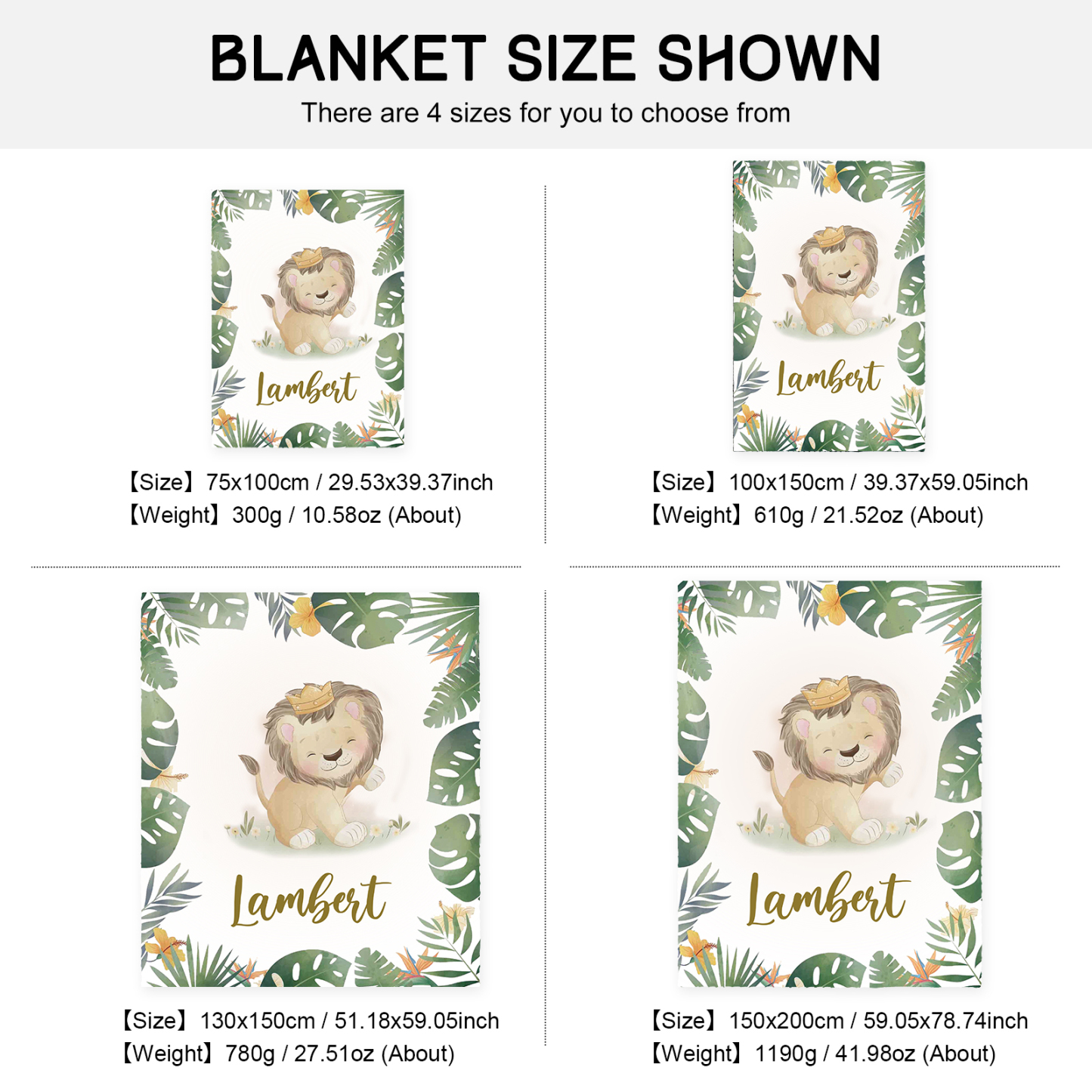 Personalised Lion Blanket Custom Name Cute Cartoon Blanket-Jessemade AU