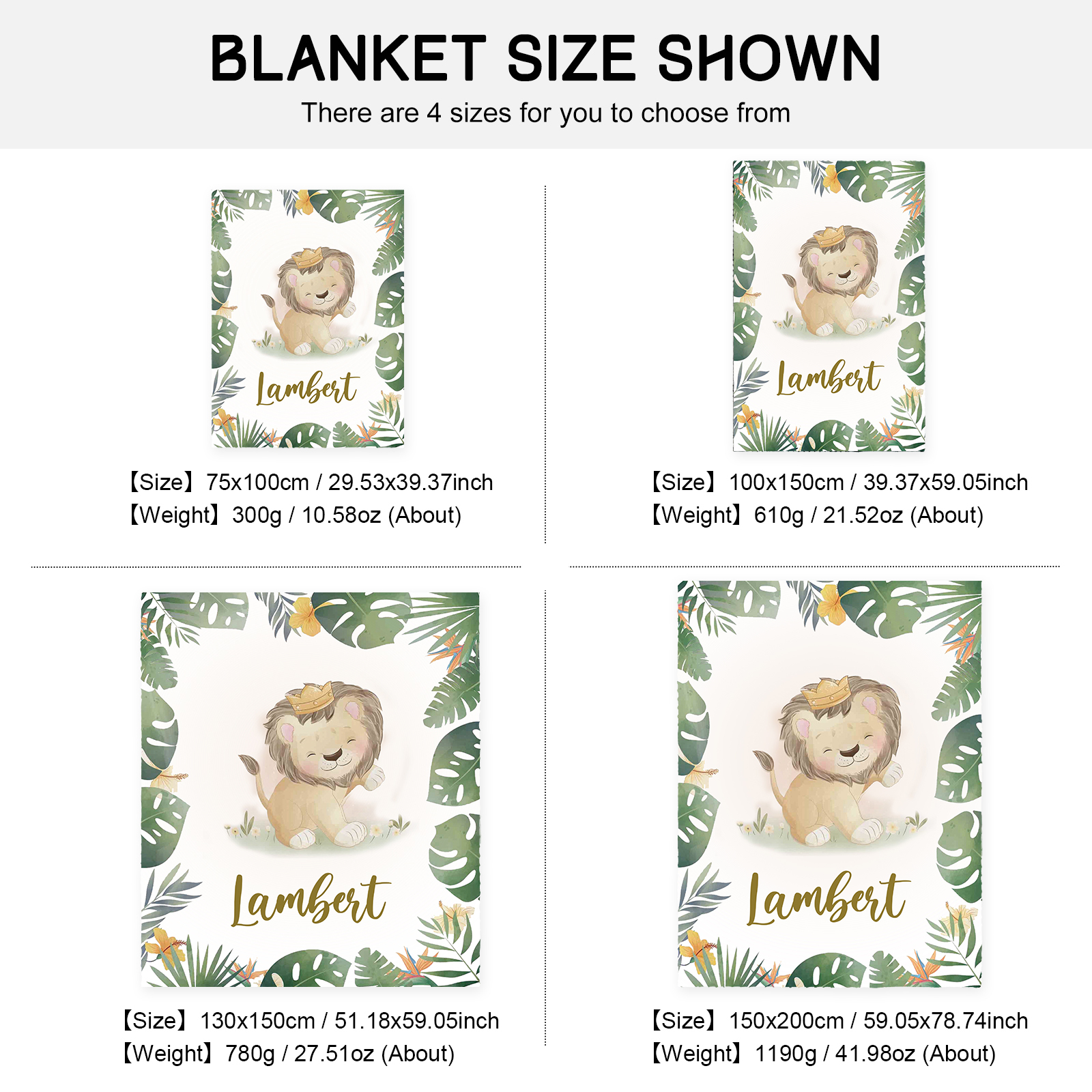 Personalised Lion Blanket Custom Name Cute Cartoon Blanket-Jessemade AU