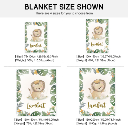 Personalised Lion Blanket Custom Name Cute Cartoon Blanket-Jessemade AU