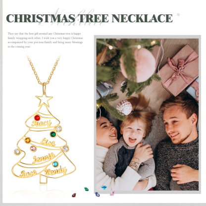 Personalised Name Necklace Custom 8 Birthstones Christmas Tree Necklace Gifts for Her-Jessemade AU