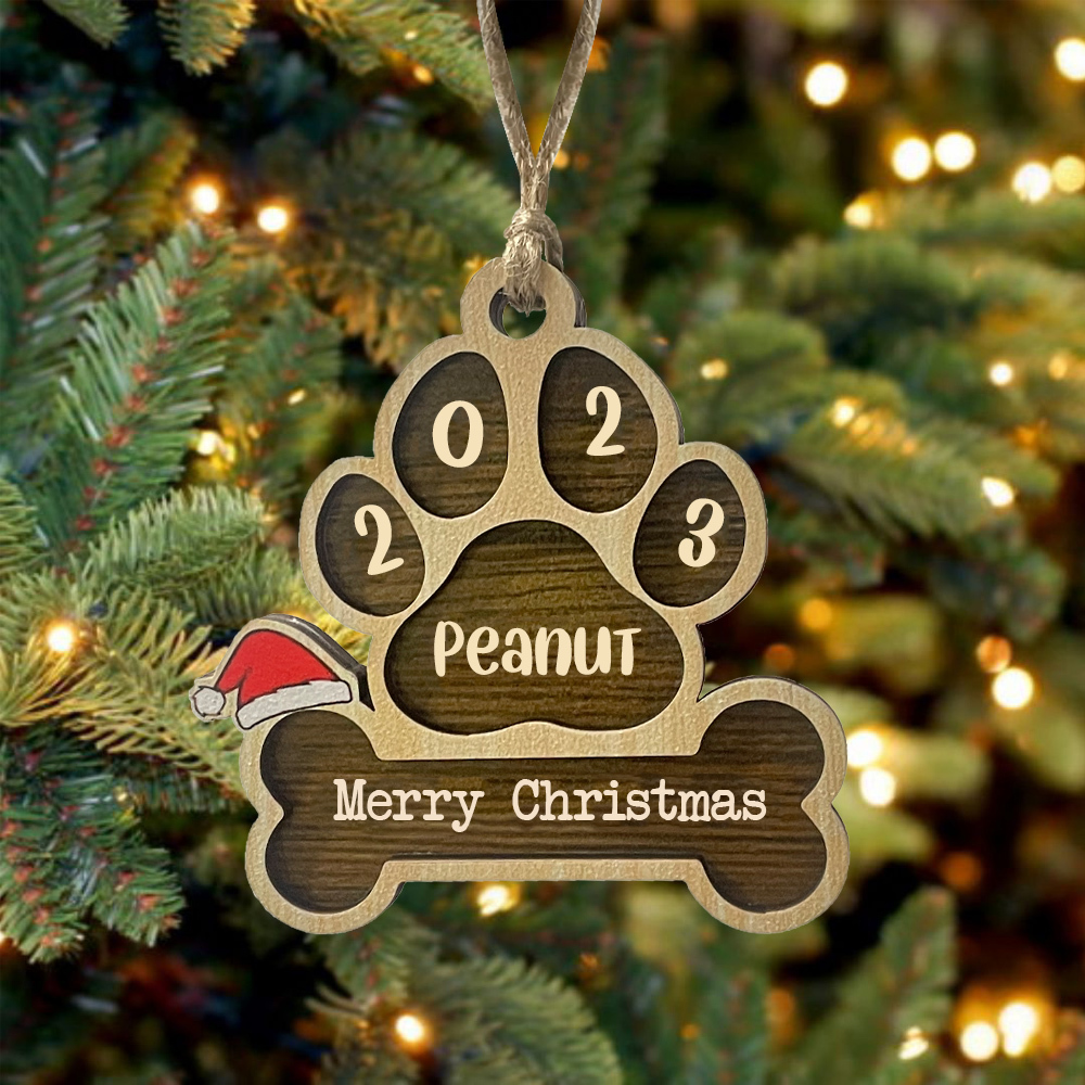 Personalised Christmas Dog Paw Ornament Custom Name & Text & Year Hanging Ornament Christmas Gifts-Jessemade AU