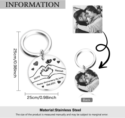 Couple Photo Keychain Customised 2 Names & Date Keyring Anniversary Gifts - Happy Anniversary My Love-Jessemade AU