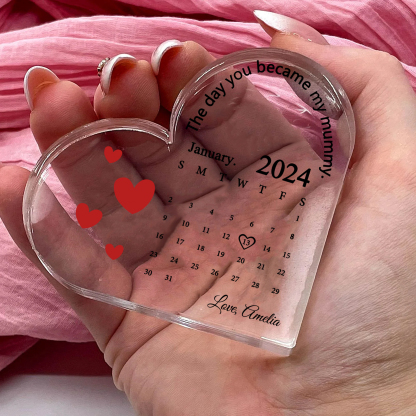 Personalised Acrylic Heart Keepsake Custom Date & Text Calendar Ornaments Gifts - The Day You Became My Mummy-Jessemade AU
