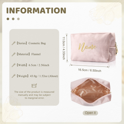 Personalised Name Cosmetic Bag Zipper Makeup Bag Jewelry Storage Bag Gifts for Ladies Girls-Jessemade AU