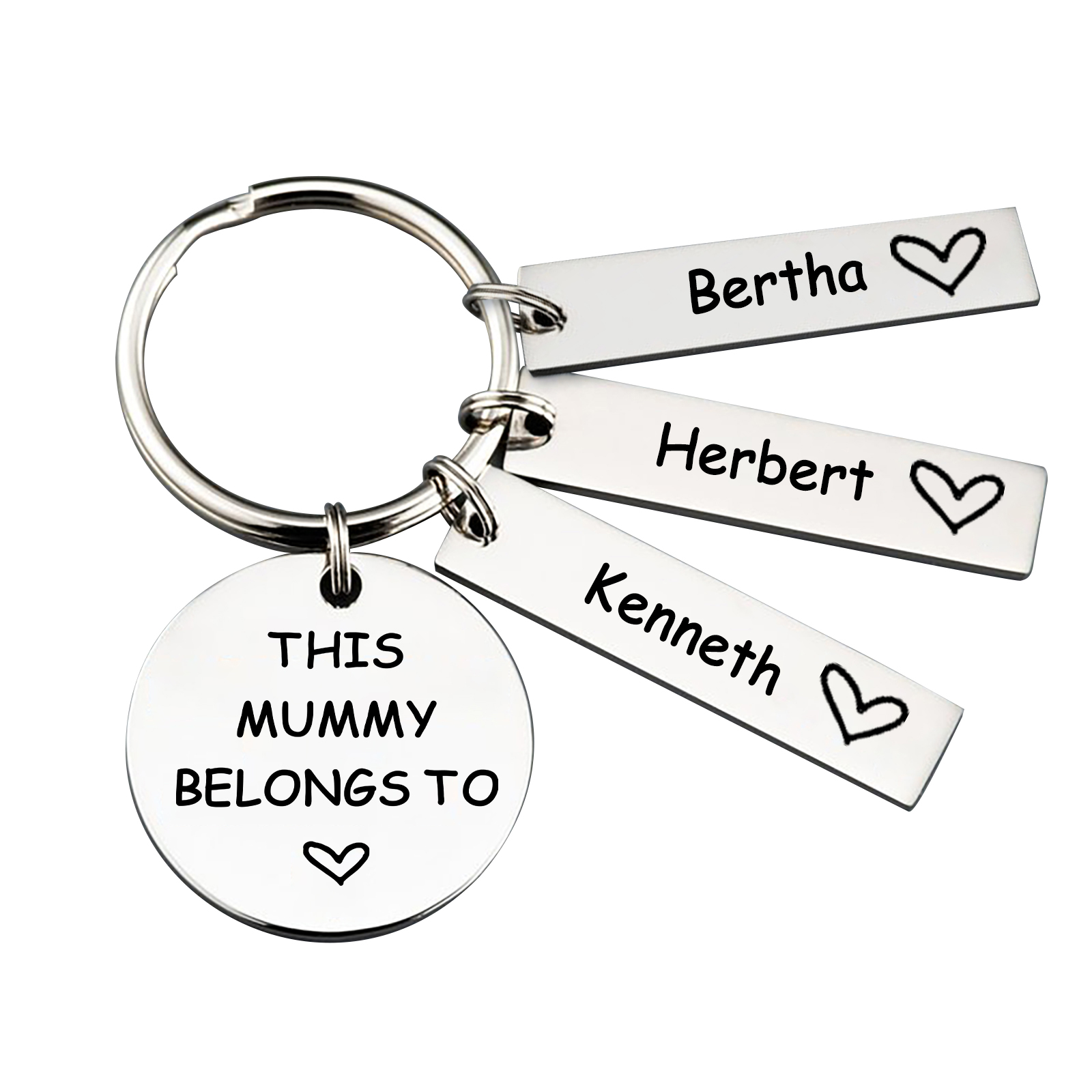 3 Names - Personalised Name Keychain Stainless Steel Keychain Special Gift for Mummy/Dad-Jessemade AU