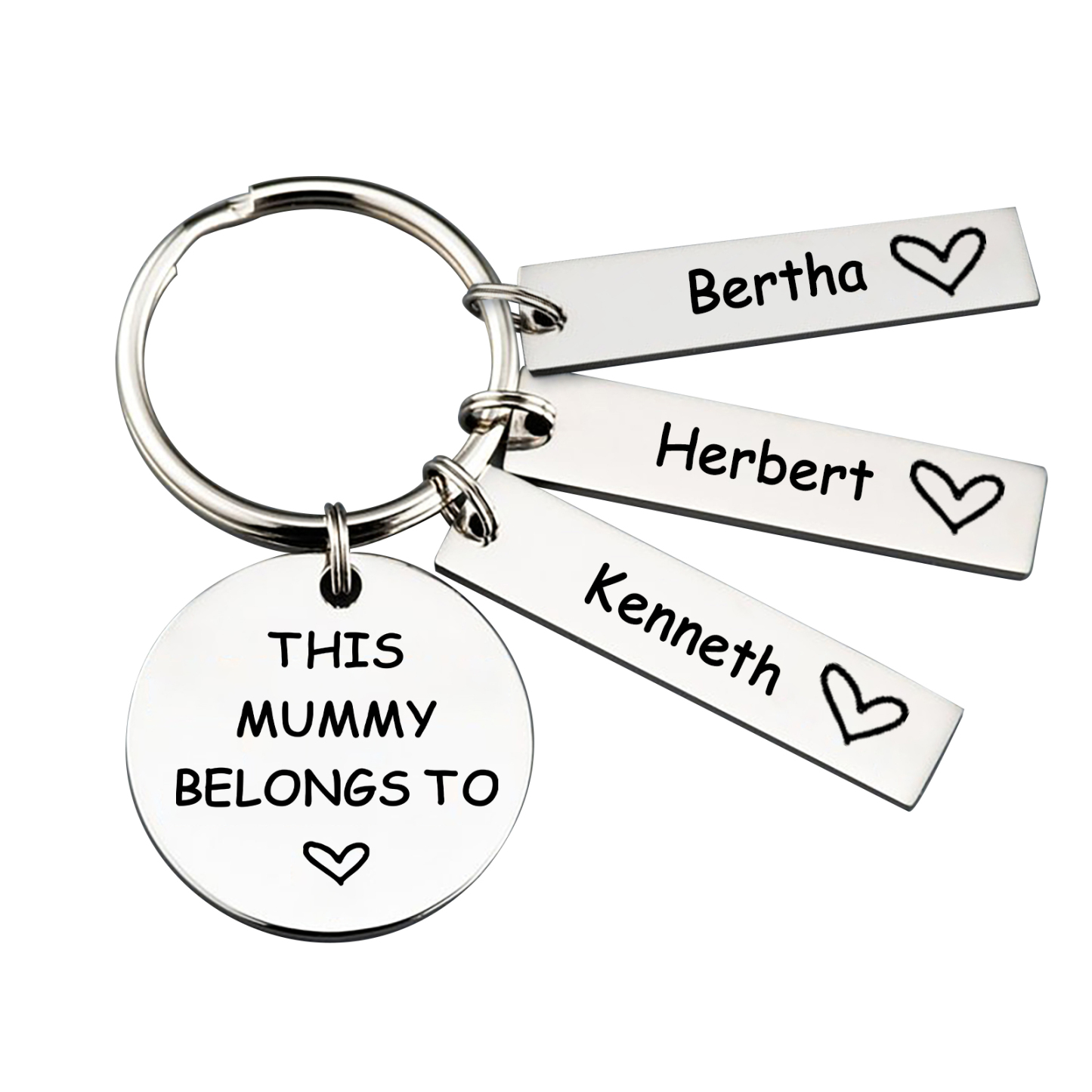 3 Names - Personalised Name Keychain Stainless Steel Keychain Special Gift for Mummy/Dad-Jessemade AU