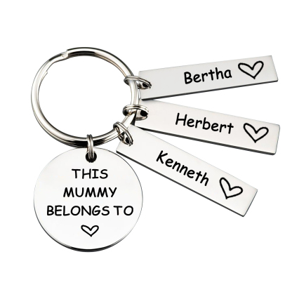 3 Names - Personalised Name Keychain Stainless Steel Keychain Special Gift for Mummy/Dad-Jessemade AU