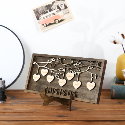 Custom Family Tree Sign Engrave 7 Names Wooden Family Frame Home Decor-Jessemade AU