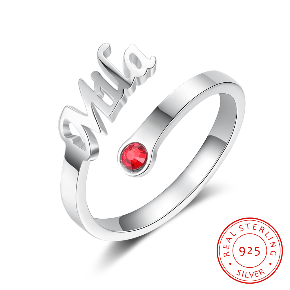 Personalised Birthstone Ring Custom 1 Name Best Gift For Women-Jessemade AU