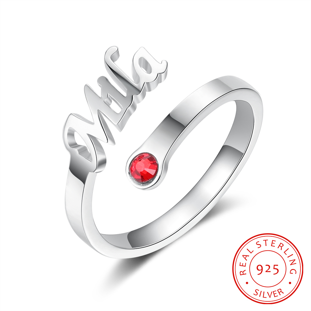 Personalised Birthstone Ring Custom 1 Name Best Gift For Women-Jessemade AU