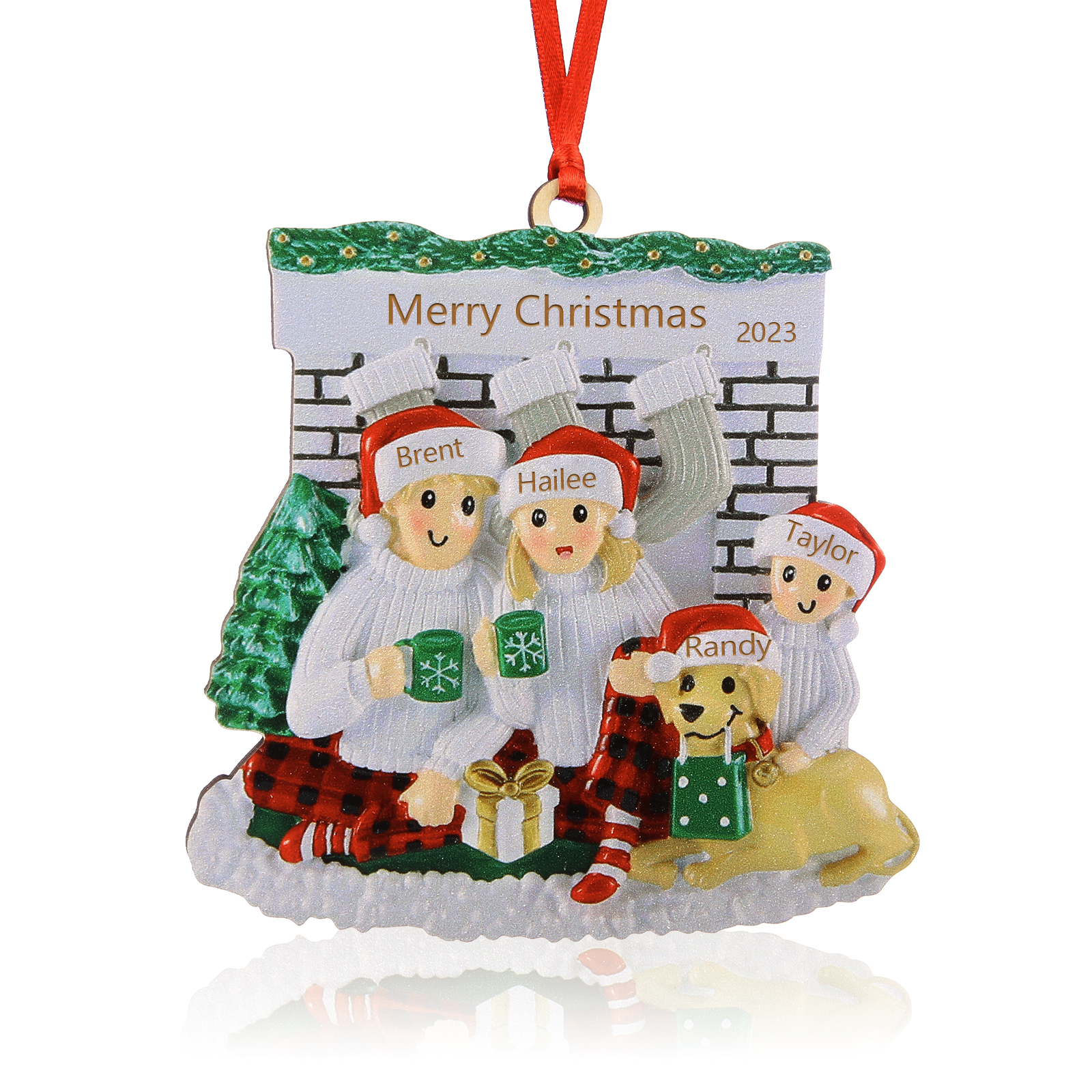 4 Names - Personalised Christmas Ornaments Customised Text & Date Xmas Wooden Decor Gifts for Family Friends-Jessemade AU