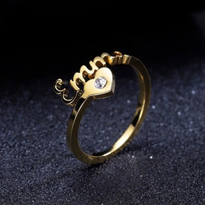 Personalised Heart Ring With Birthstone Custom 1 Name Ring Gifts For Her-Jessemade AU