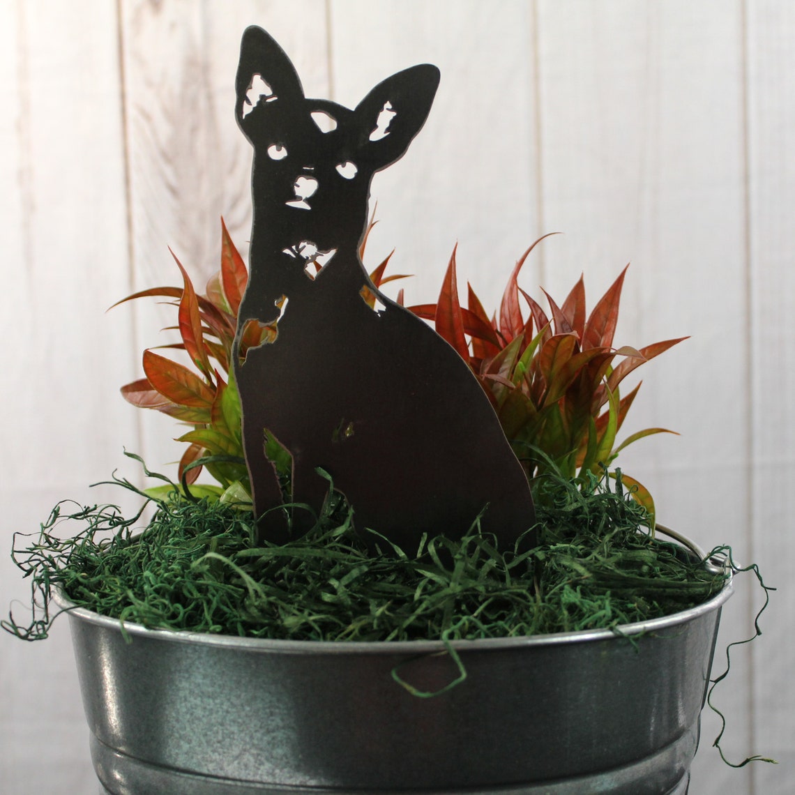 Chihuahua Metal Dog Silhouette Garden Yard Decoration-Jessemade AU