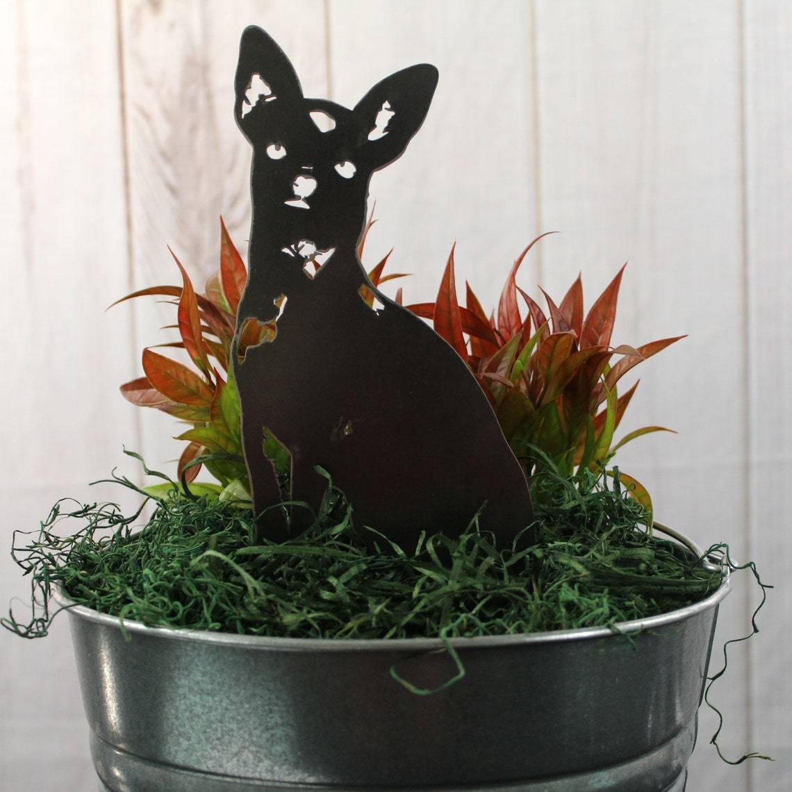 Chihuahua Metal Dog Silhouette Garden Yard Decoration-Jessemade AU
