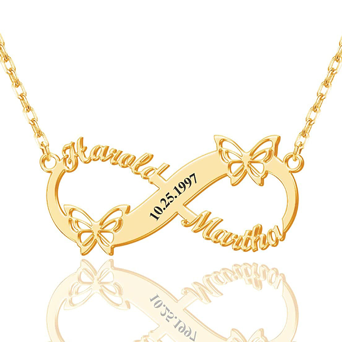 Personalised Butterfly Infinity Necklace Custom 2 Names Necklace Gift For Women-Jessemade AU