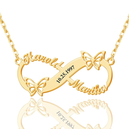 Personalised Butterfly Infinity Necklace Custom 2 Names Necklace Gift For Women-Jessemade AU
