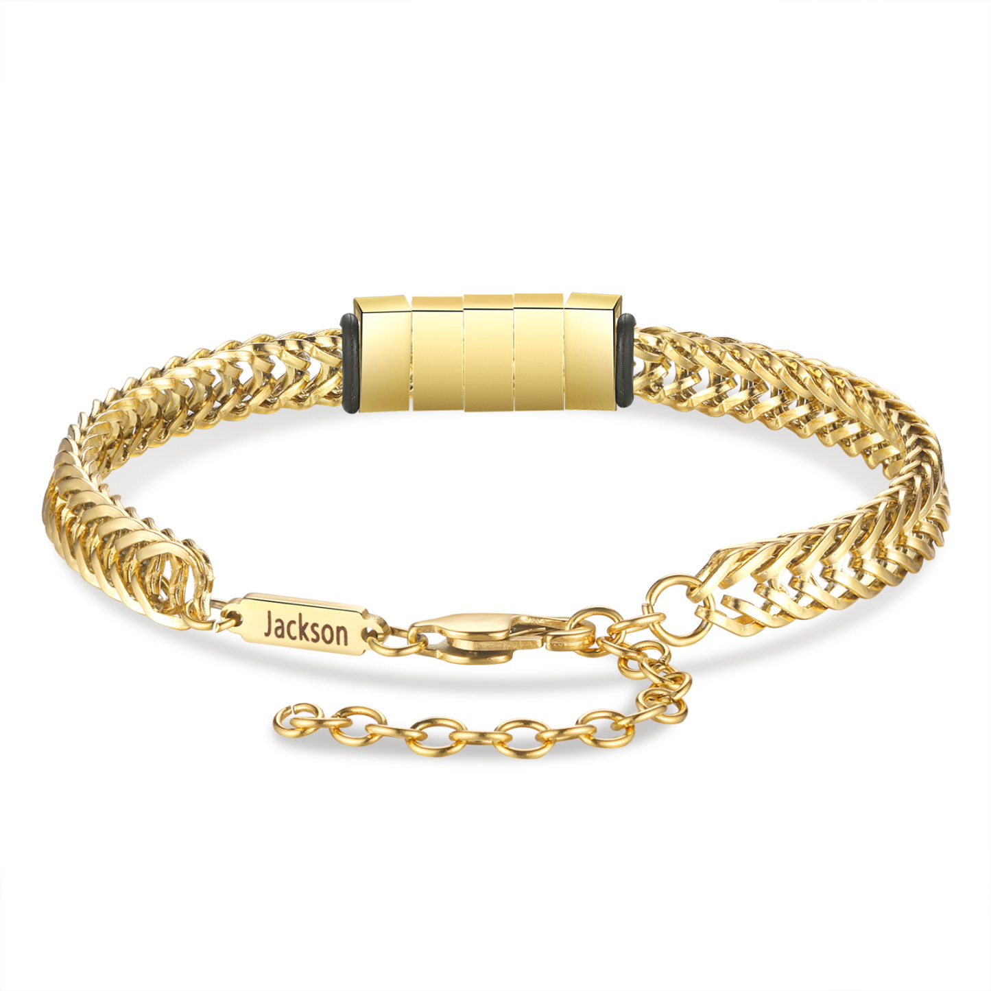 Personalised Men's Beaded Bracelet Custom 6 Names Adjustable Bracelets Stainless Steel Gifts for Him-Jessemade AU