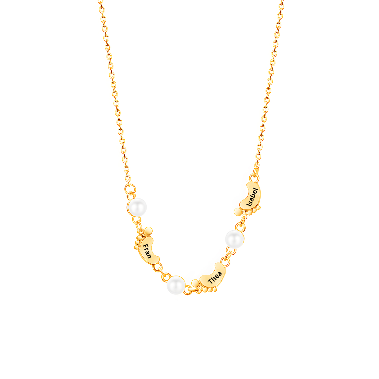 Personalised 3 Names Baby Feet Necklace Custom Pearl Necklace Mother's Day Gift for Her-Jessemade AU