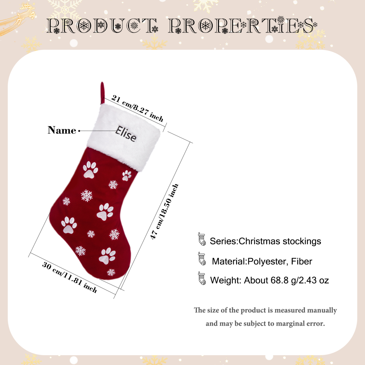 Custom 1 Name Christmas Stocking Ornament Christmas Gift Bags Personalised Gifts for Family Friends-Jessemade AU