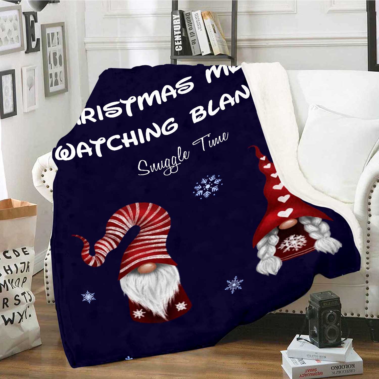 Personalised Christmas Movie Blanket Custom 1 Name Blanket Christmas Gift for Family Friends - Christmas Movie Watching Blanket-Jessemade AU