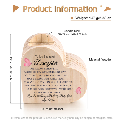To My Daughter Candle Holder - You Will Always Be My Baby Girl - Wooden Candlestick-Jessemade AU