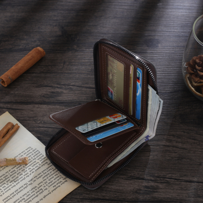 Personalised Leather Wallet Engraved Photo Short Purse Gifts For Men-Jessemade AU