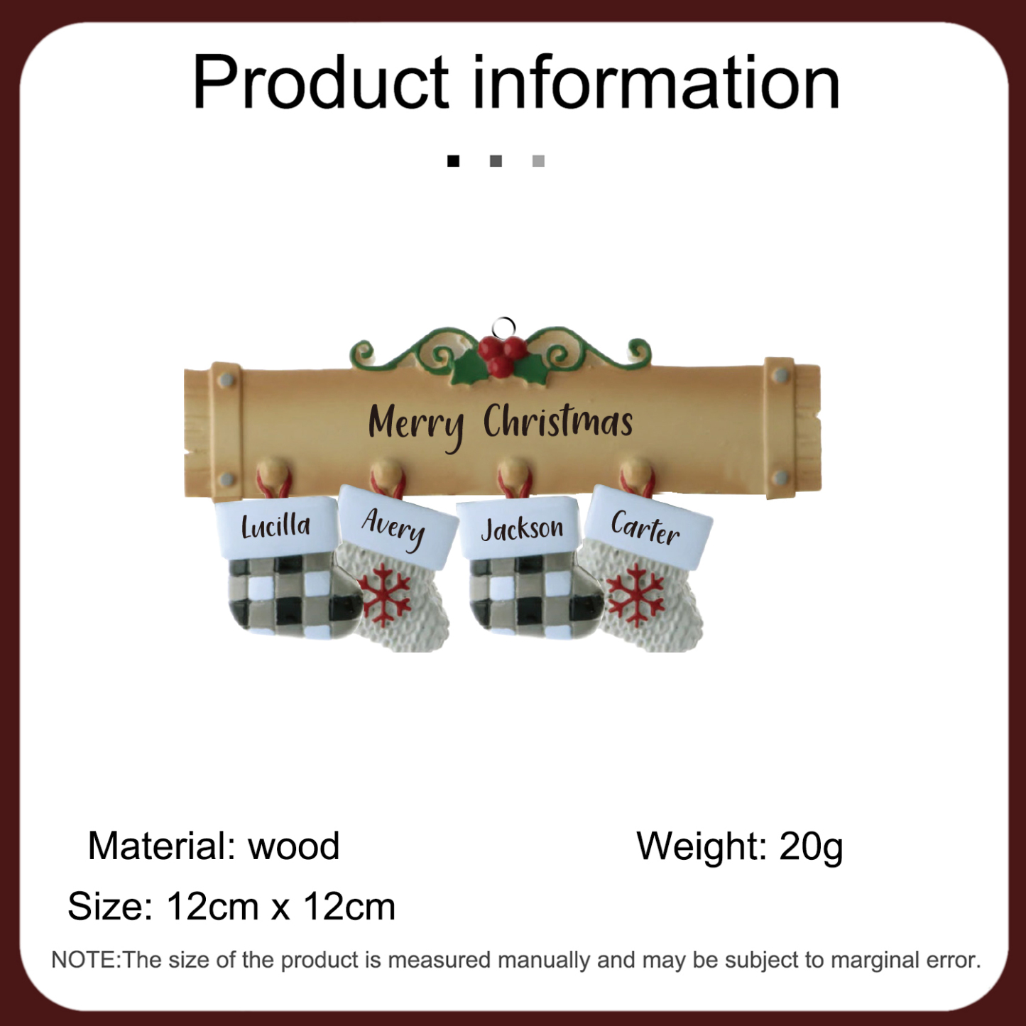 4 Names - Personalised Christmas Stockings Ornaments Customised Name & Text Christmas Decor Wooden Gifts for Family Friends-Jessemade AU