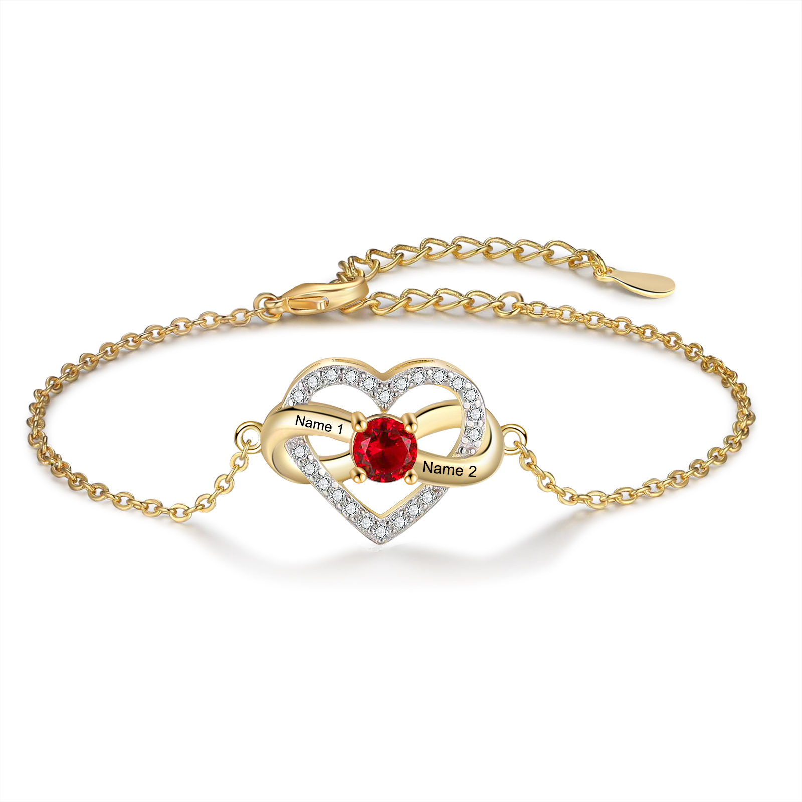 Personalised Birthstone Bracelet Women's Heart Bracelet Infinity Bracelet Adjustable Bracelet Birthday Gift for Women Girls-Jessemade AU