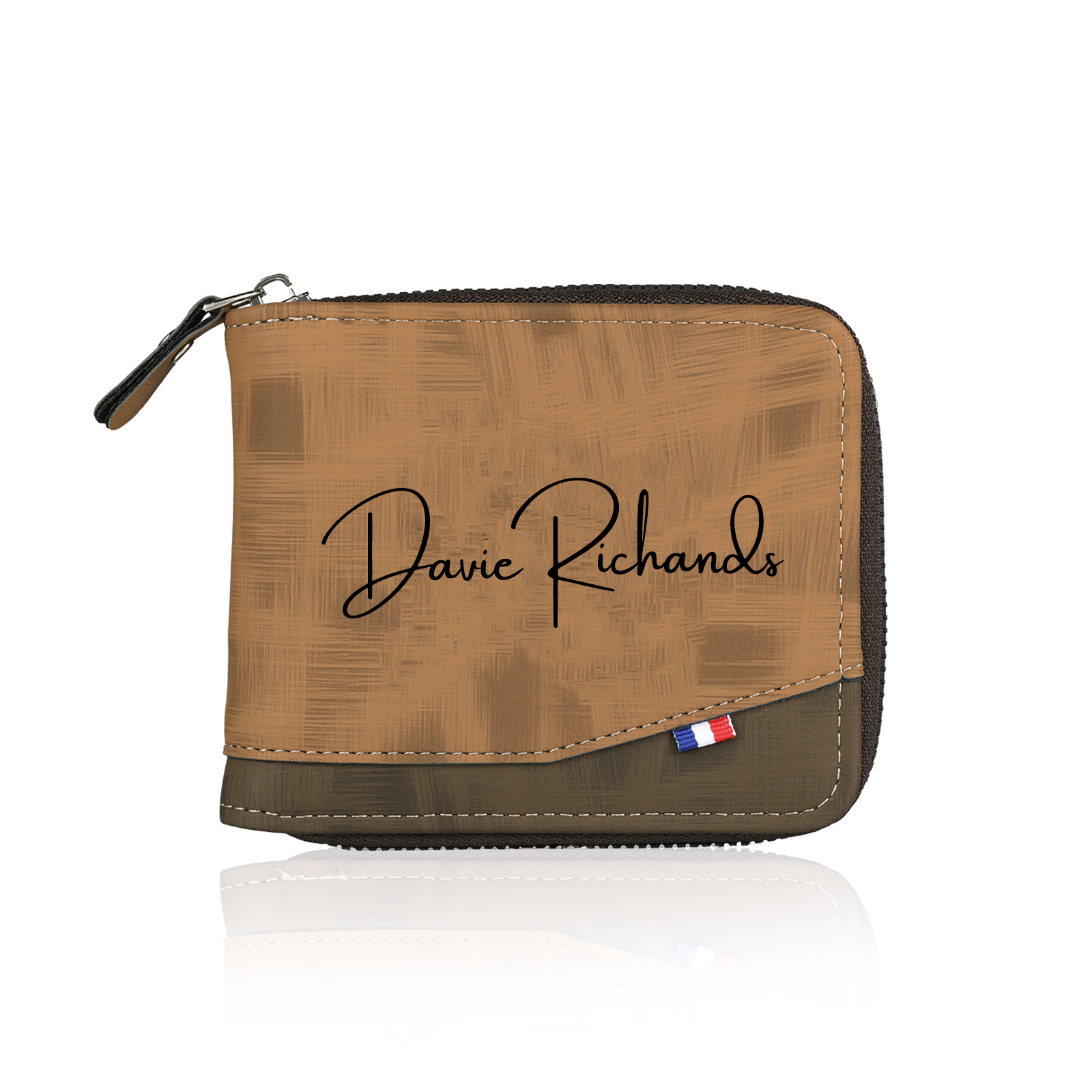 Personalised Photo & Text Billfold Wallet Custom Men's Leather Wallet Zipper Gifts for Him-Jessemade AU