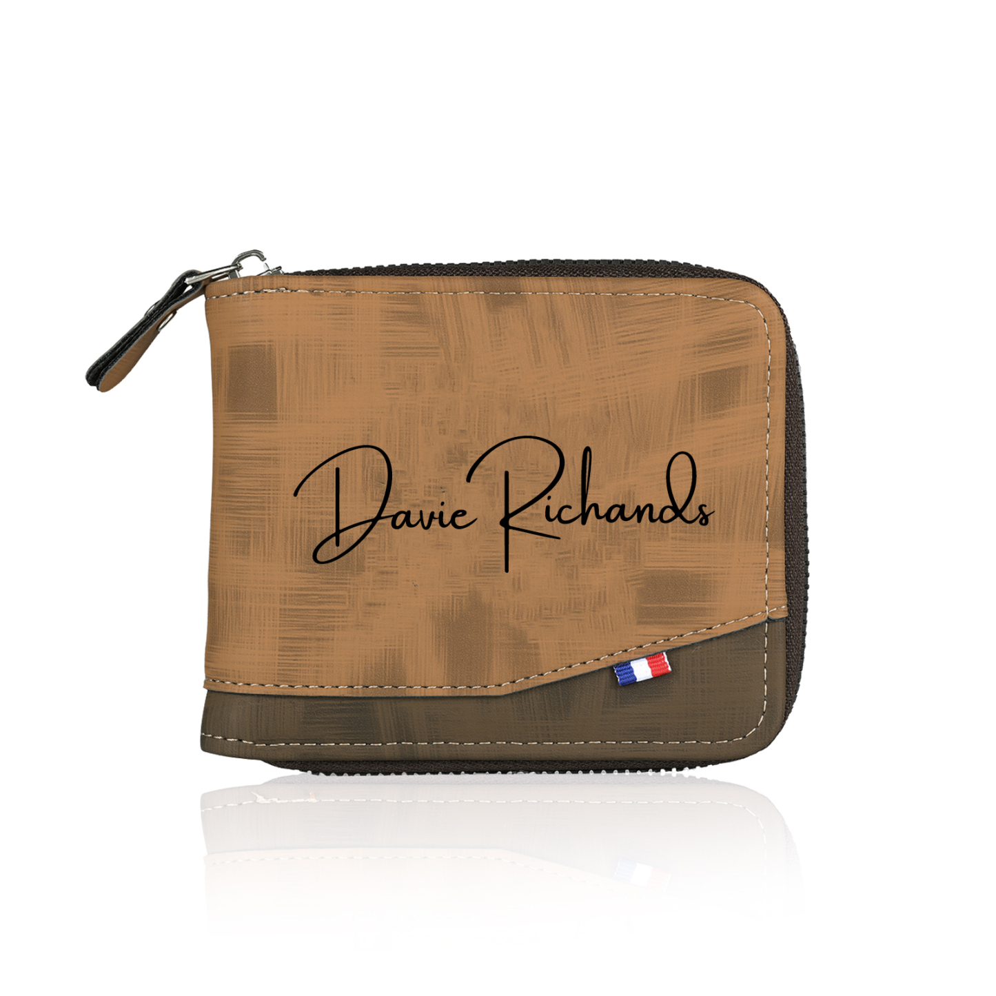 Personalised Photo & Text Billfold Wallet Custom Men's Leather Wallet Zipper Gifts for Him-Jessemade AU