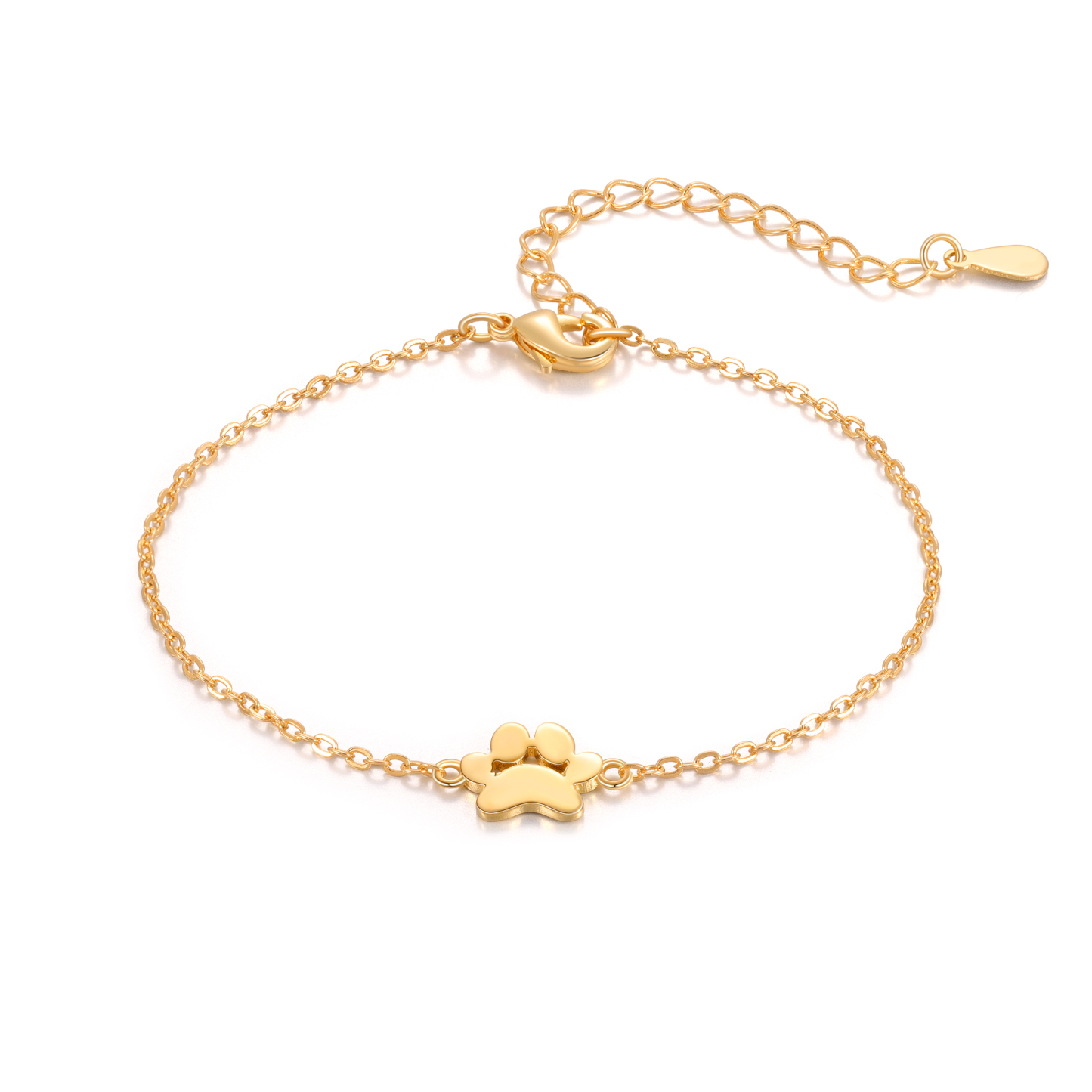Pet Paw Custom 1 Name Bracelet Gold Adjustable Bracelet Dog Cat Paw Personalised Birthday Gift for Her-Jessemade AU