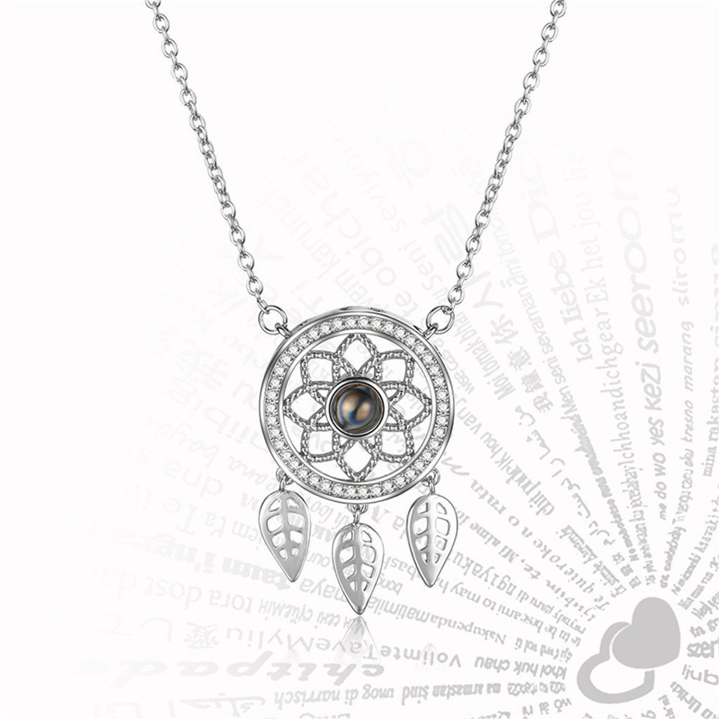 Personalised 100 Languages Projection Necklace Engraved  " I LOVE YOU" Dream Catcher Necklace Gifts For Her-Jessemade AU