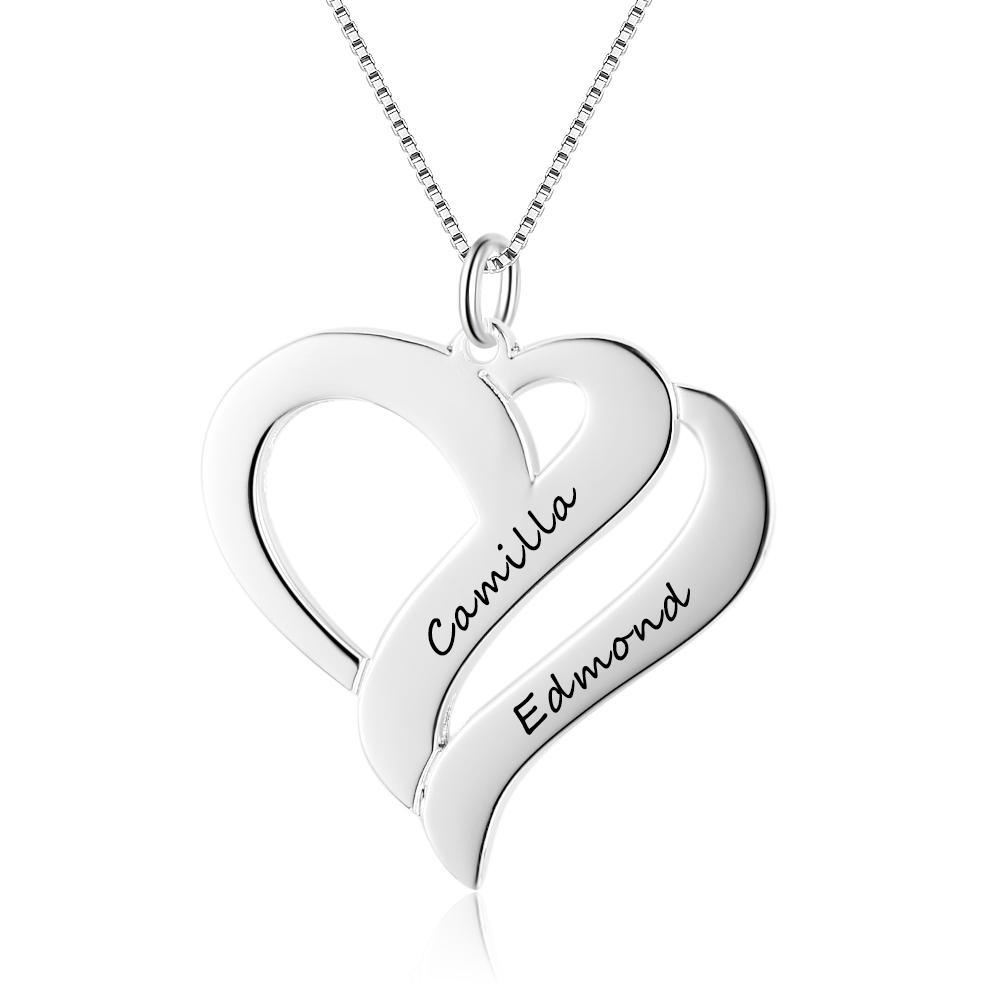Personalised Double Heart Pendant 2 Names Necklace-Jessemade AU