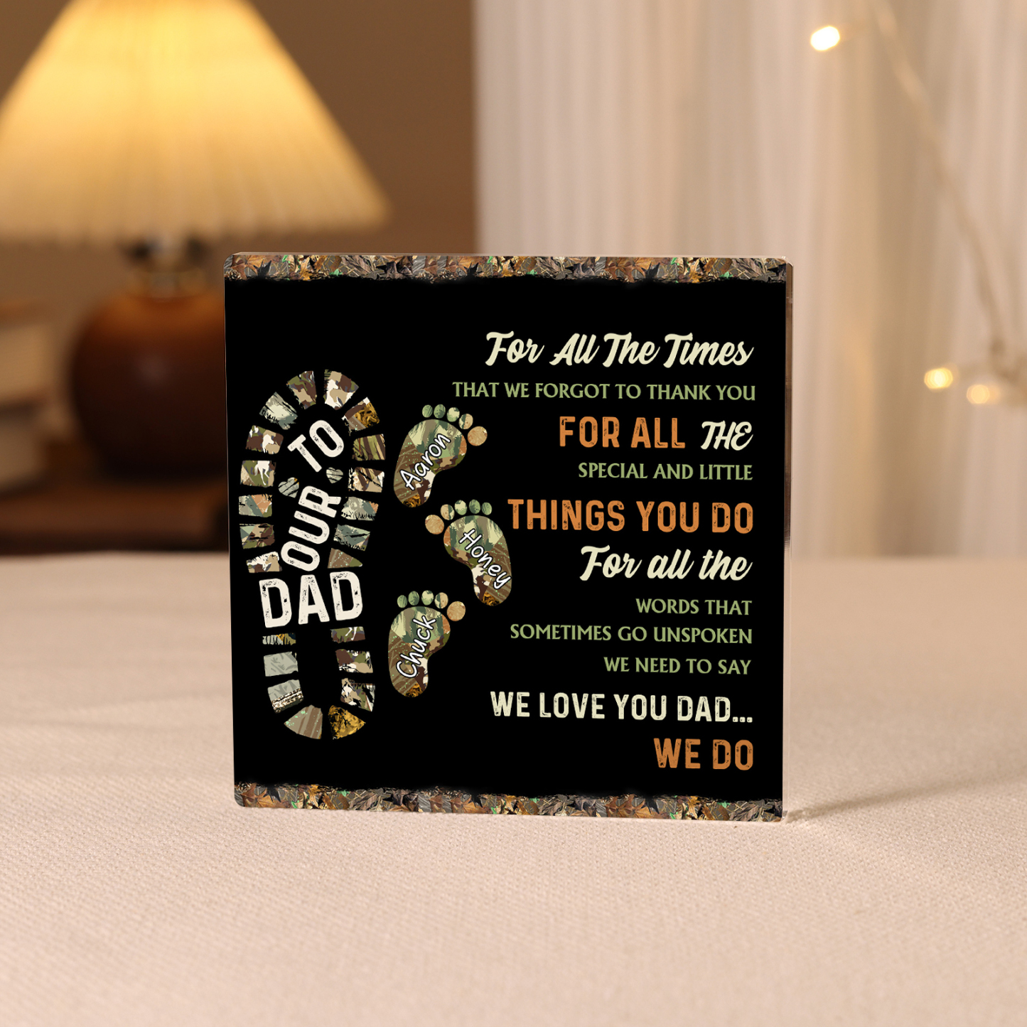To My Dad Acrylic Square Keepsake Custom 3 Names Baby Feet Rectangle Plaque Father's Day Gift  - For All The Times That I Forgot To Thank You-Jessemade AU