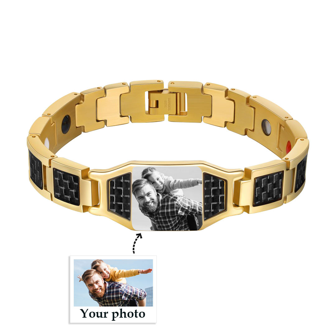 Personalised Bracelet Custom Photo ID Bar Men's Bracelet Bangle Gifts For Him-Jessemade AU
