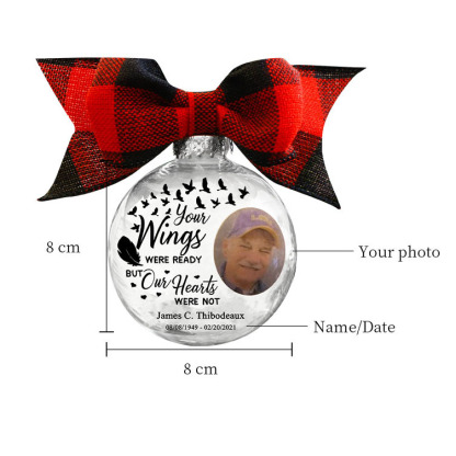 Personalised Photo Ball Ornament Feather Memorial Ornament-Jessemade AU