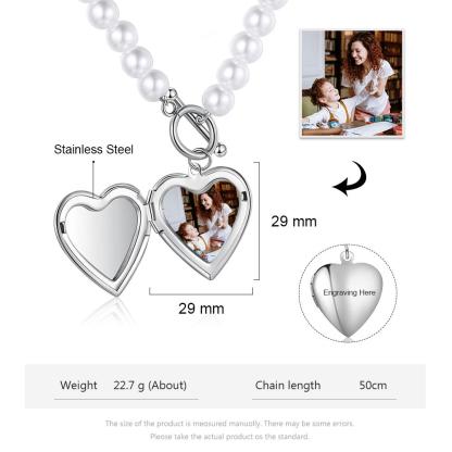 Personalised Heart Photo Locket Necklace Custom Photo Necklace Gifts For Her-Jessemade AU