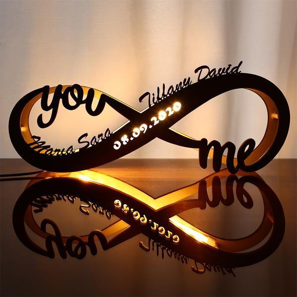 Custom Infinity I Love You Night Light Engraved Wood Lamp-Jessemade AU