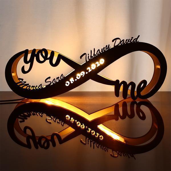 Custom Infinity I Love You Night Light Engraved Wood Lamp-Jessemade AU