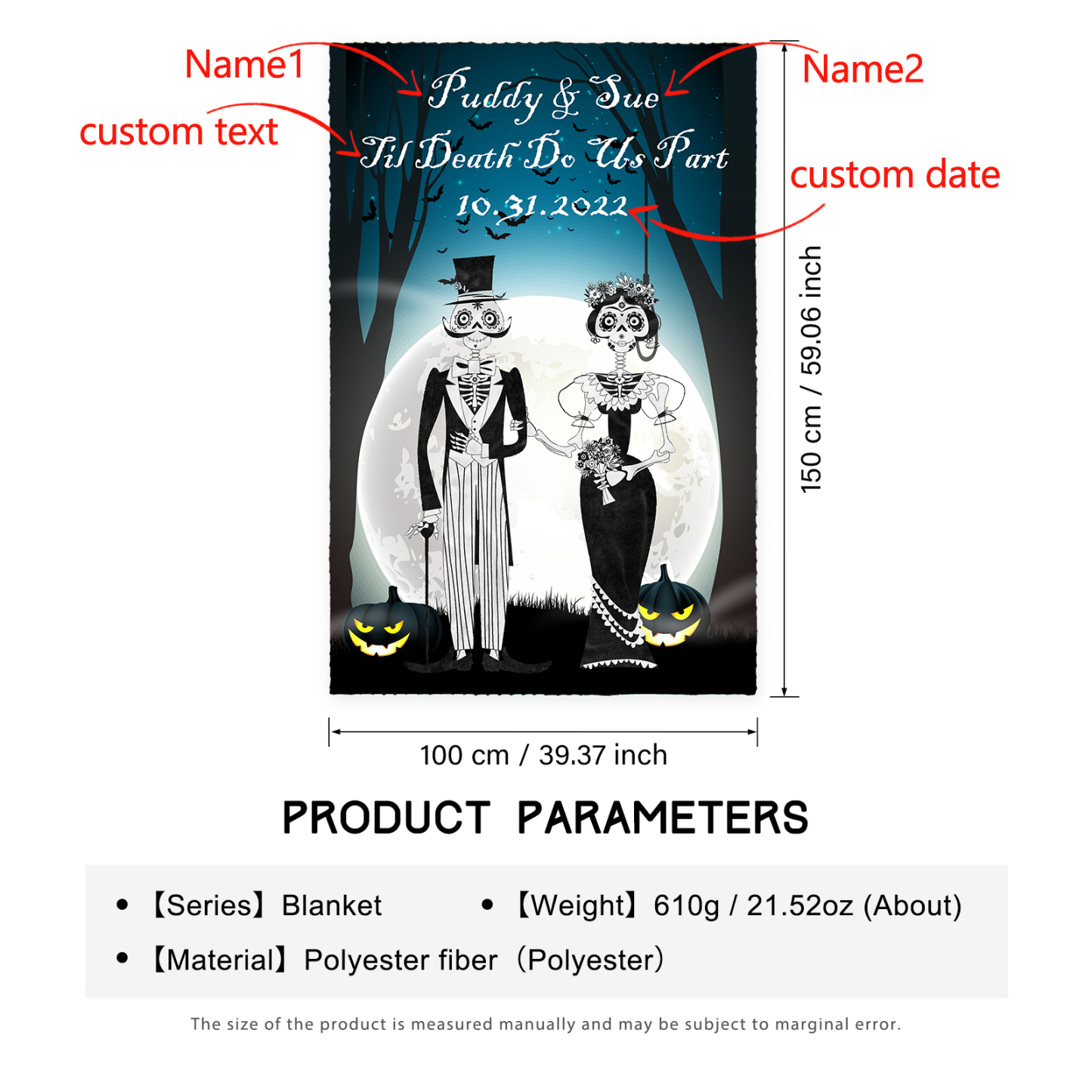 Personalised Couple Blanket Engrave Name Sweet Gift For Her Him-Jessemade AU