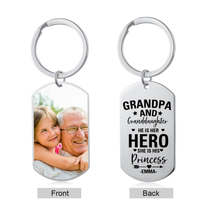 Personalised Photo and Name Keychain Granddaughter and Grandpa Keychain Grandparents' Day Gift-Jessemade AU