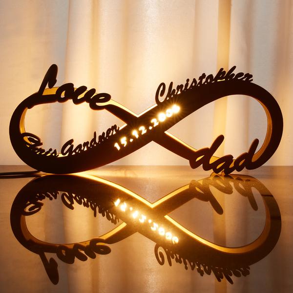 Custom Infinity You and Me Night Light Engraved 2 names Wood Lamp Home Decoration Gift-Jessemade AU
