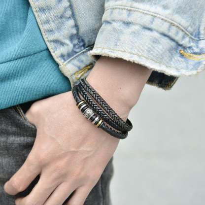 To My Grandson Braided Leather Bracelet "I Can Promise To Love You"Inspirational Gifts For Grandson