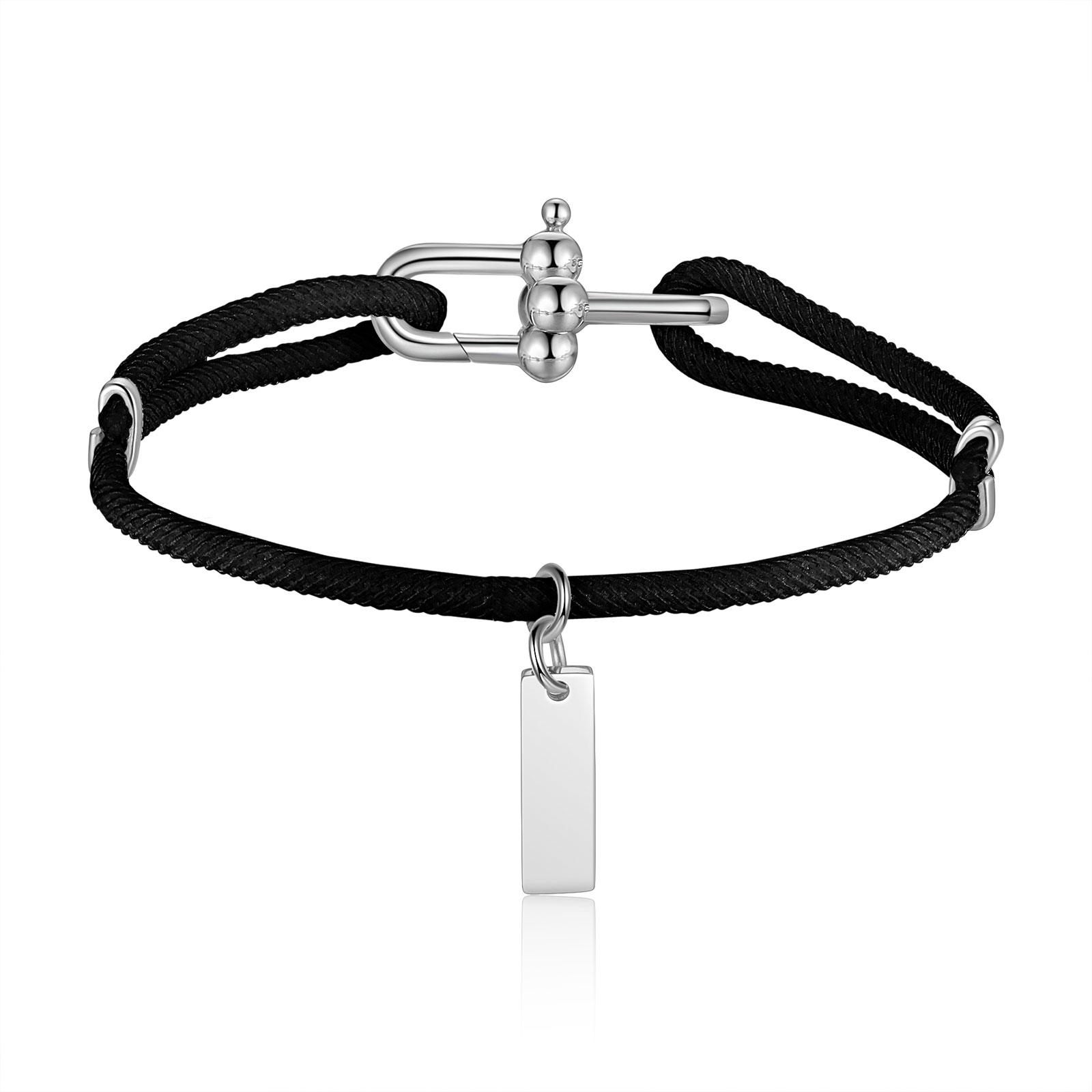 Custom 1 Name Bracelet Adjustable Bracelet Black/White Bracelet Personalised Gift for Him/Her-Jessemade AU