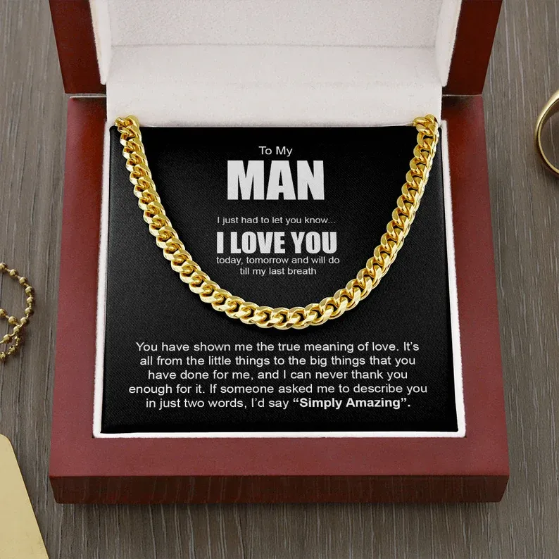 To My Man-Cuban Link Chain Necklace Gift Set "You have shown me the true meaning of love"-Jessemade AU