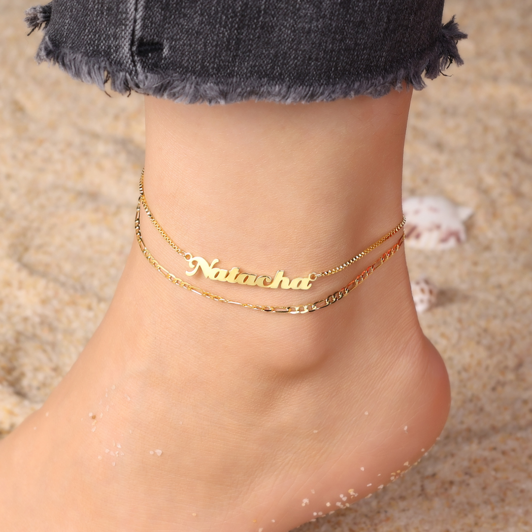 Double Stranded-Personalised Name Anklet For Her | Jessemade
