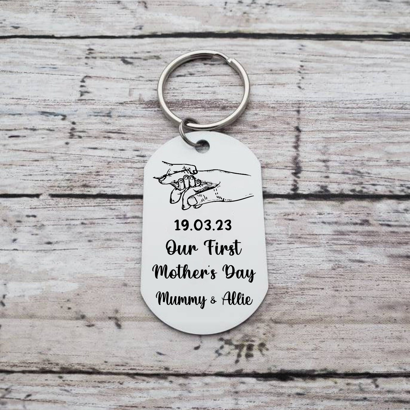 Our First Mother's Day Personalised Photo Keychain Custom Date & Text Keychain Holding Hands Gifts For Mother-Jessemade AU